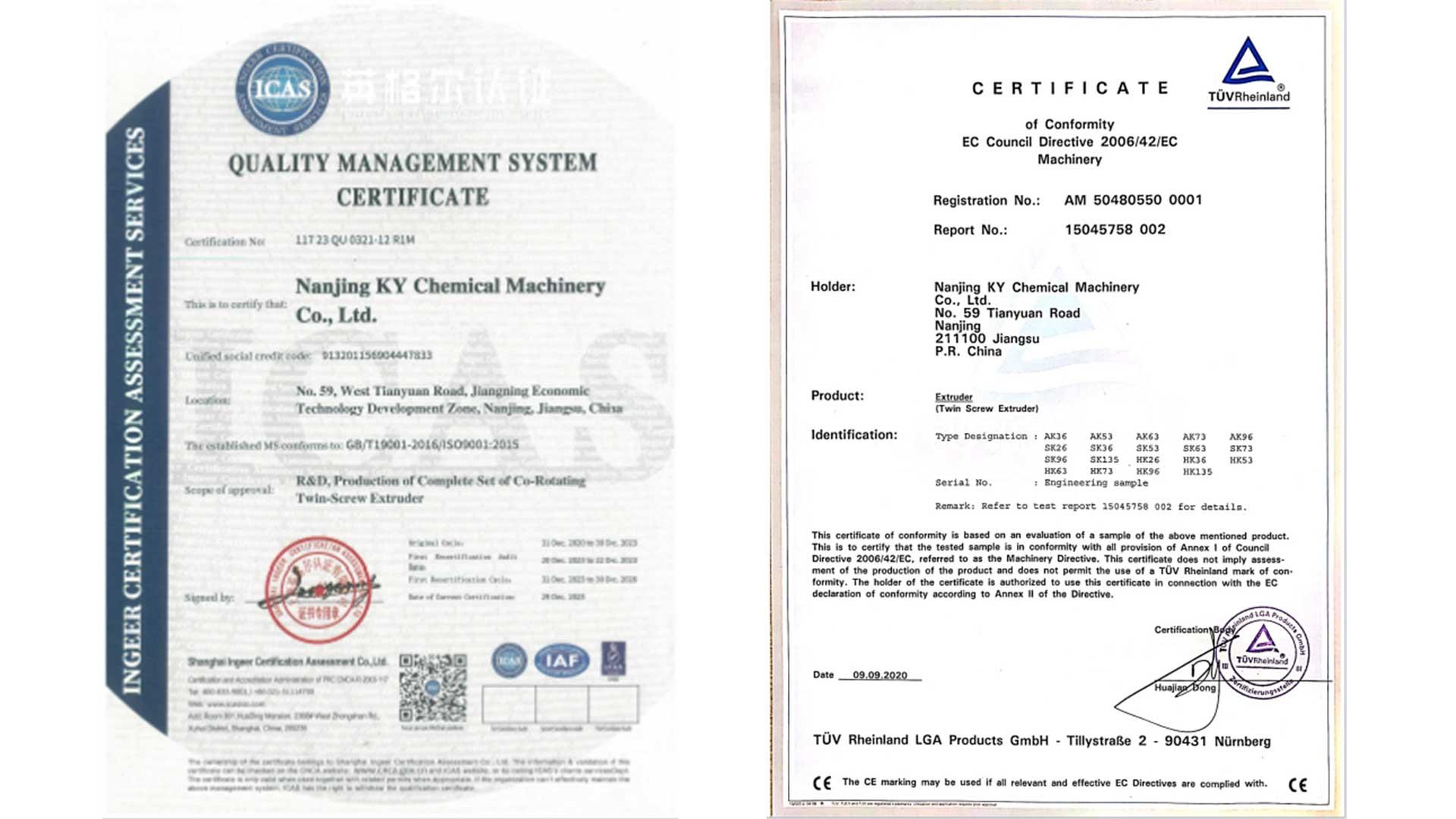 KYMACH ISO 9001 ve CE uygunluk sertifikaları